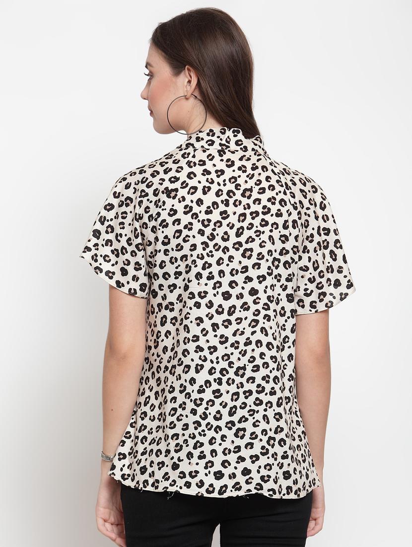 tie knot animal print top - 16566376 - Zoom Image - 3