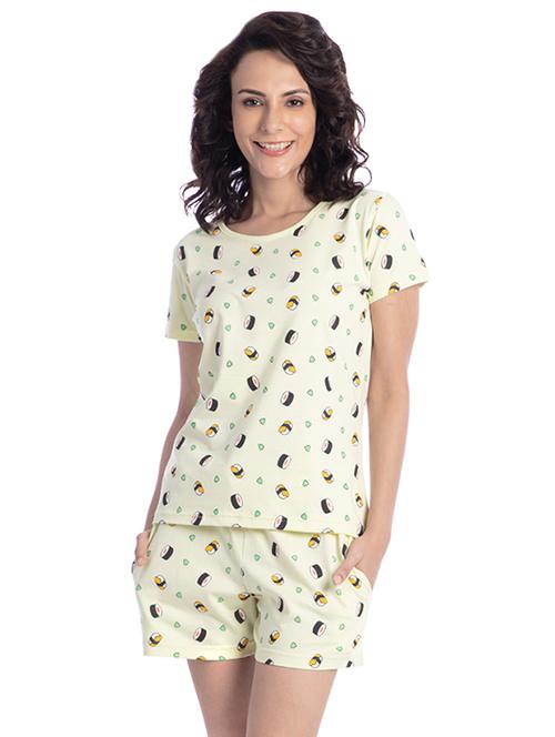 round neck quirky tee with shorts set - 16566399 - Standard Image - 1