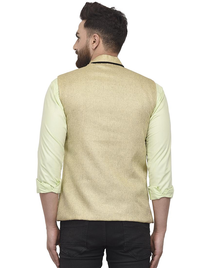 beige solid nehru jacket - 16566716 - Zoom Image - 3