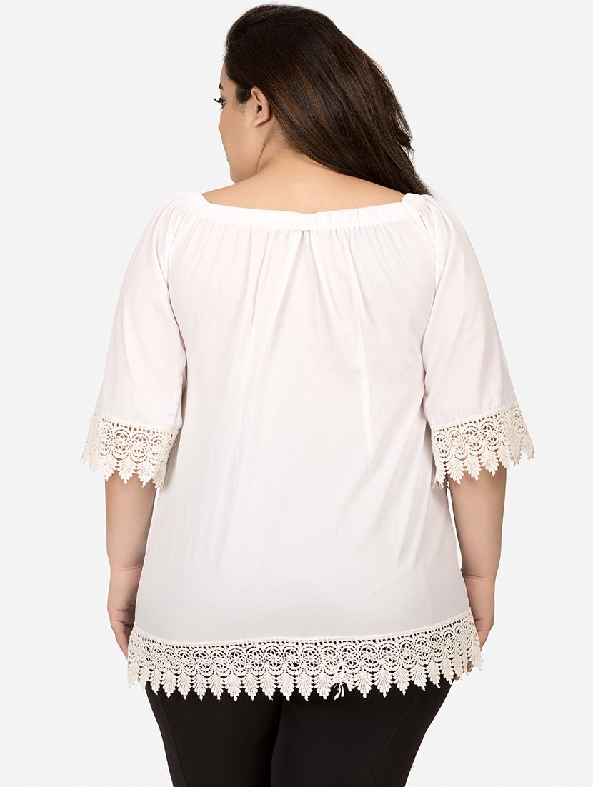 off shoulder lace detail plus top - 16567051 - Zoom Image - 3