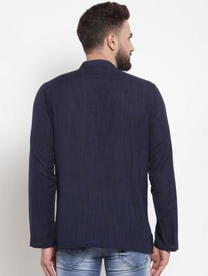 navy blue solid short kurta - 16567182 - Standard Image - 3