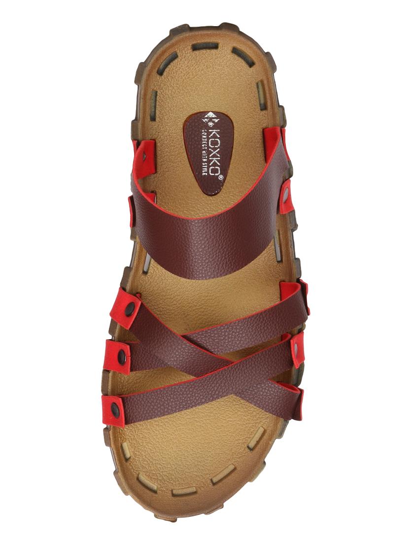hip street maroon leatherette slip on slippers - 16567208 - Zoom Image - 3