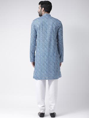 blue printed kurta pyjama set - 16567408 - Standard Image - 3