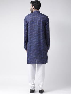 navy blue printed kurta pyjama set - 16567412 - Standard Image - 3