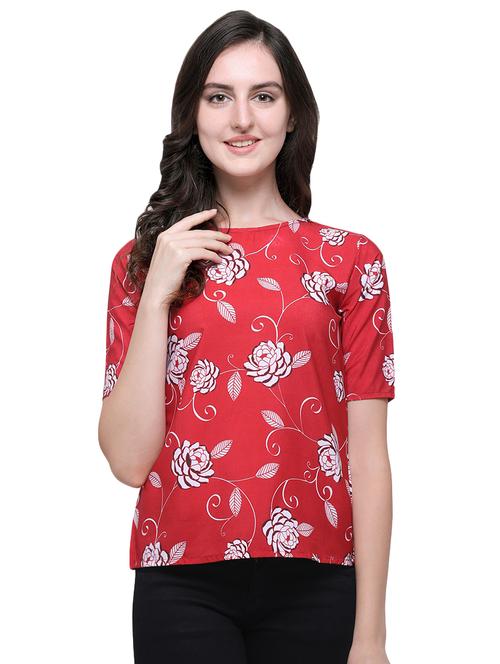 boat neck floral print top - 16567649 - Standard Image - 1