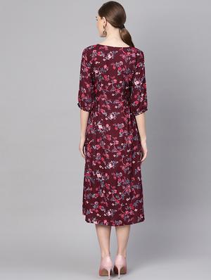 scoop neck gathered a-line dress - 16567699 - Standard Image - 3