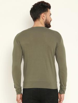 olive green taped t-shirt - 16567833 - Standard Image - 3