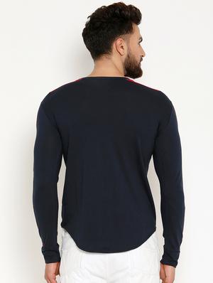 navy blue color block t-shirt - 16567844 - Standard Image - 3