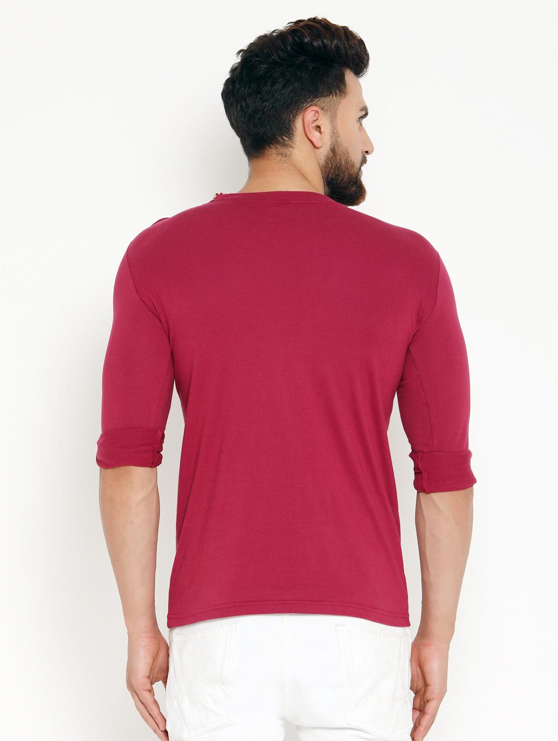 maroon solid t-shirt - 16567859 - Zoom Image - 3