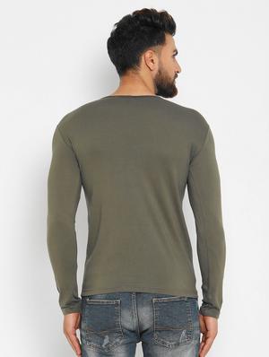 olive green solid t-shirt - 16567861 - Standard Image - 3