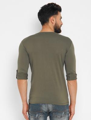 olive green solid t-shirt - 16567866 - Standard Image - 3