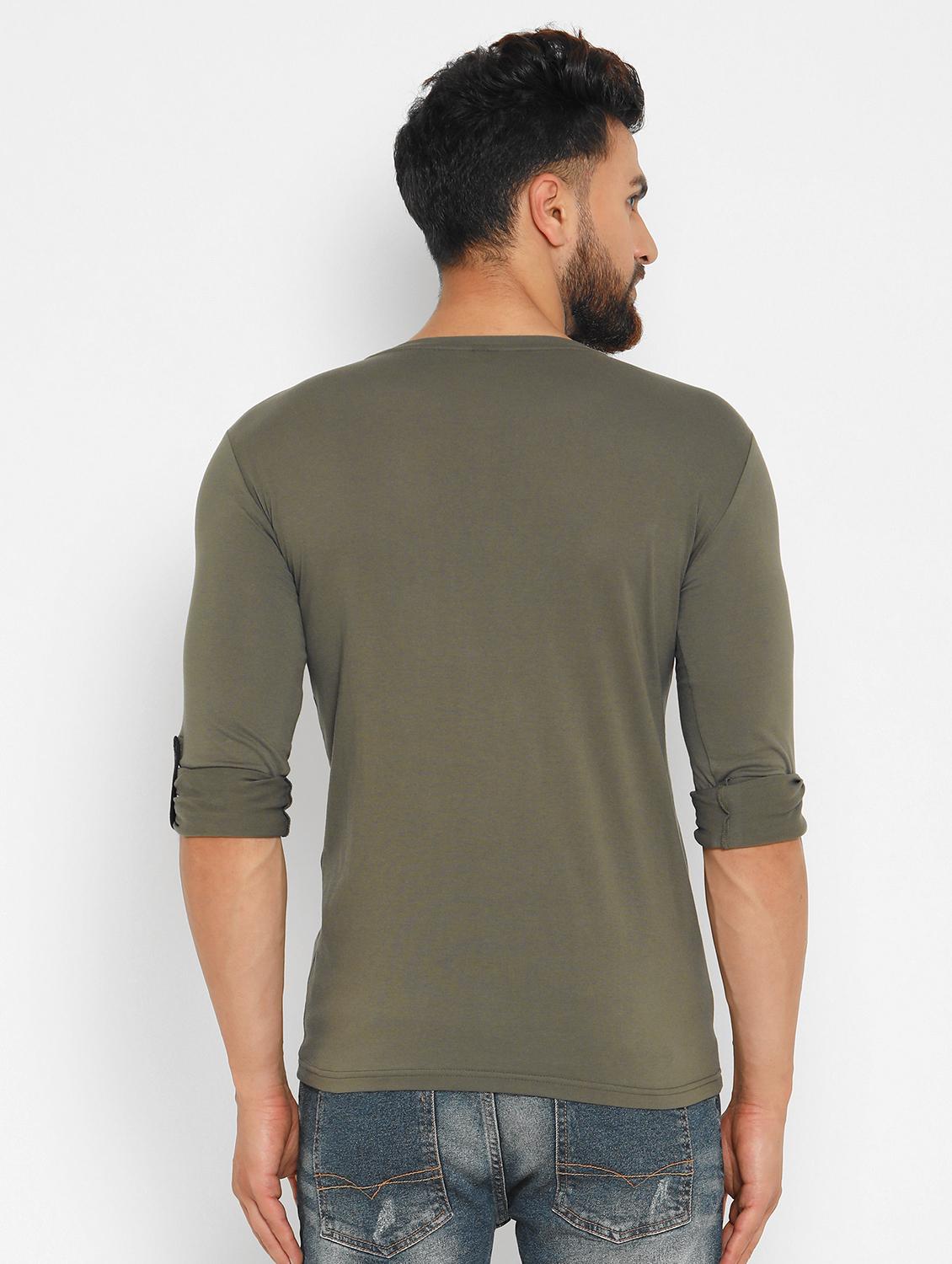 olive green solid t-shirt - 16567866 - Zoom Image - 3