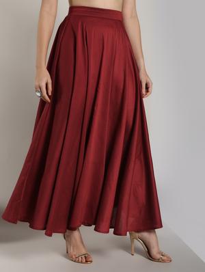 solid silk blend flared skirt - 16568755 - Standard Image - 3