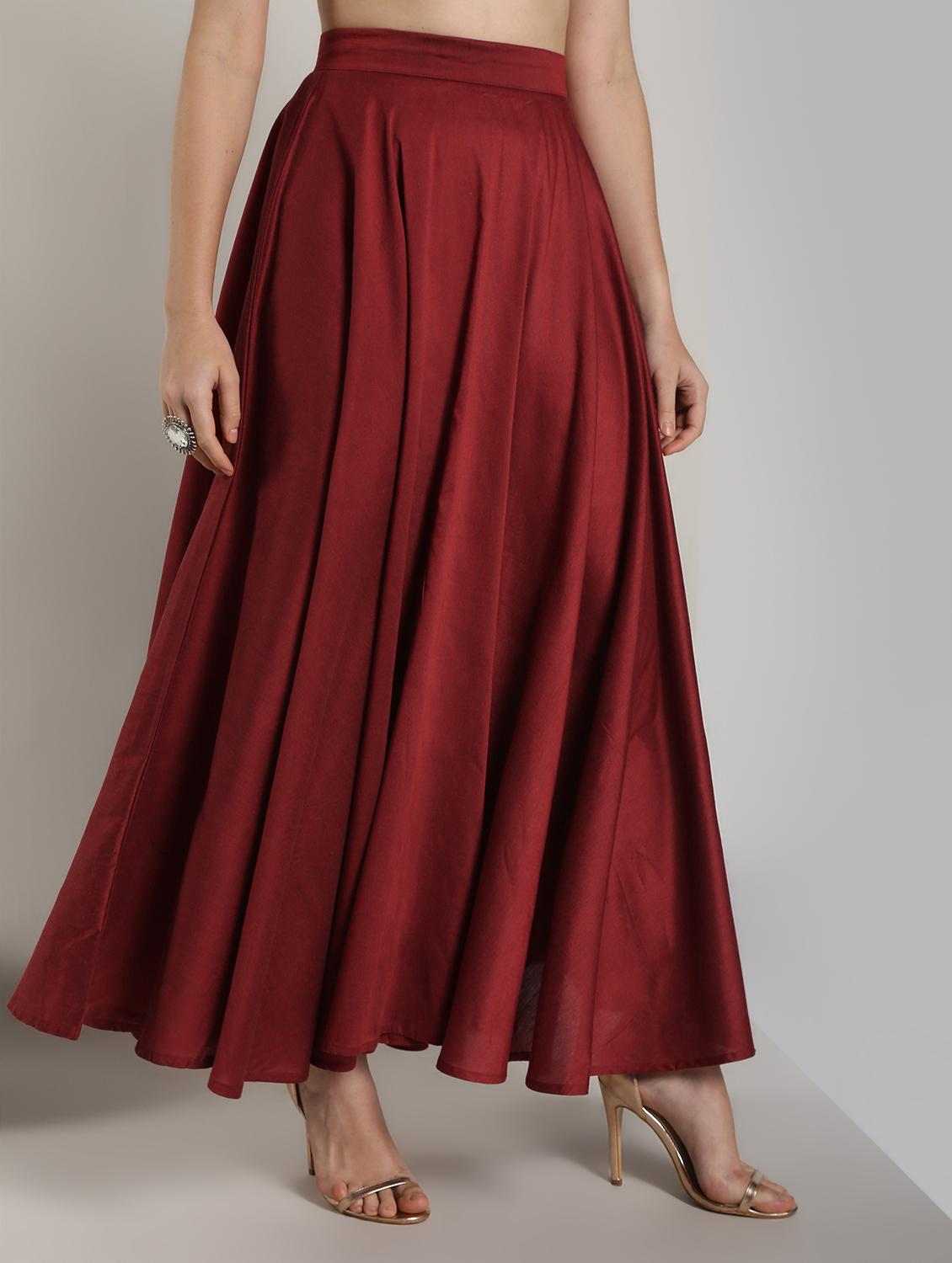 solid silk blend flared skirt - 16568755 - Zoom Image - 3