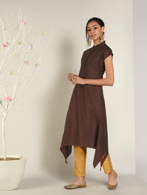 solid asymmetric kurta - 16568767 - Standard Image - 3