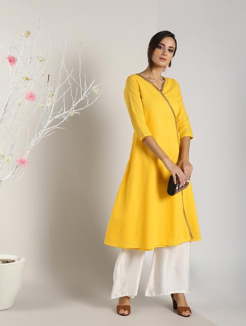 solid angrakha kurta - 16568772 - Standard Image - 1