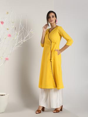 solid angrakha kurta - 16568772 - Standard Image - 3