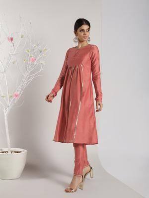 gota work silk anarkali kurta - 16568781 - Standard Image - 3