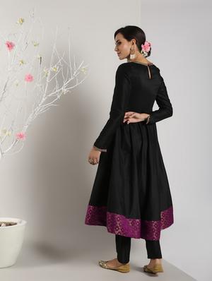 contrast hem falred kurta - 16568786 - Standard Image - 3
