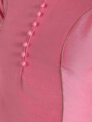 piping detailed silk flared kurta - 16568794 - Standard Image - 6