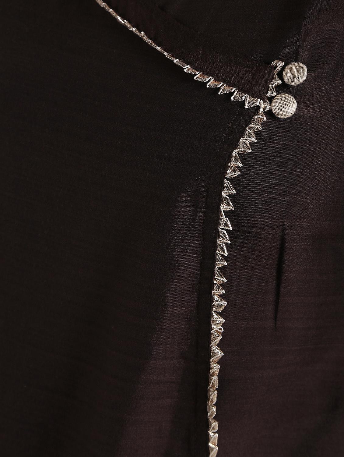 solid silk angrakha kurta - 16568801 - Zoom Image - 6