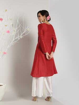solid silk angrakha kurta - 16568802 - Standard Image - 3