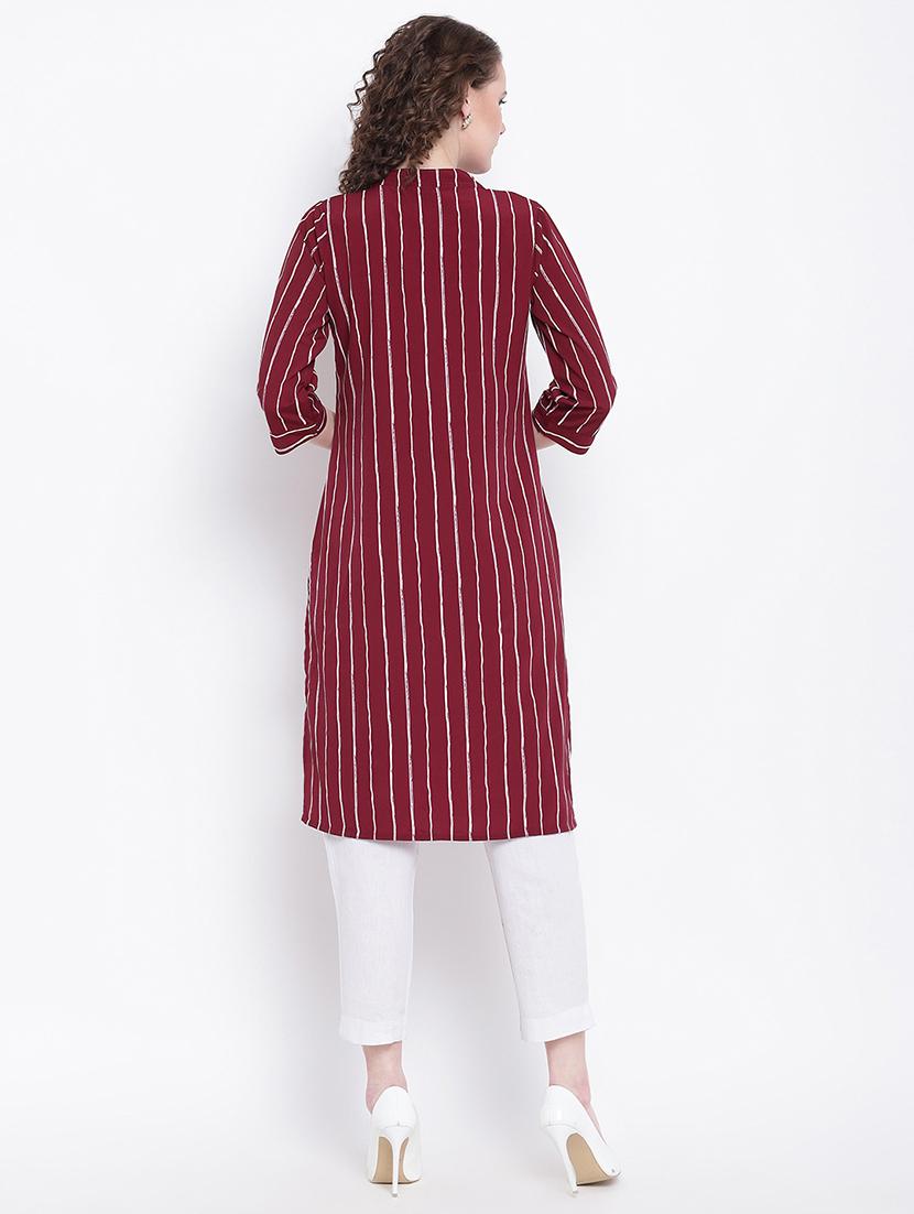 stripes straight kurta - 16568812 - Zoom Image - 3