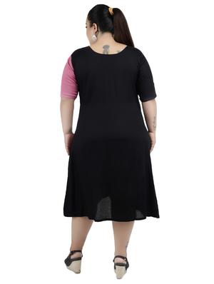 side tie up color block a-line plus dress - 16568872 - Standard Image - 3