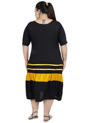 contrast tape gathered a-line plus dress - 16568878 - Standard Image - 3