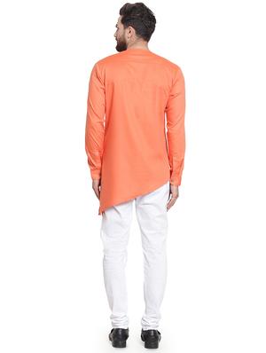 peach solid asymmetric kurta pyjama set - 16568995 - Standard Image - 3
