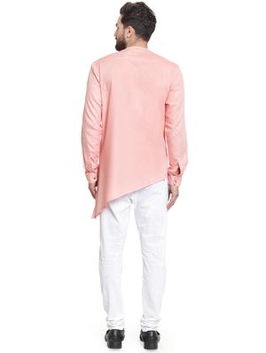 pink solid asymmetric kurta pyjama set - 16568996 - Standard Image - 3