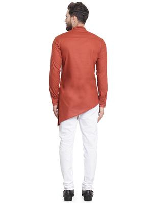 red solid asymmetric kurta pyjama set - 16569003 - Standard Image - 3