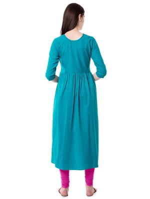 turquoise embroidered kurta - 16569130 - Standard Image - 3