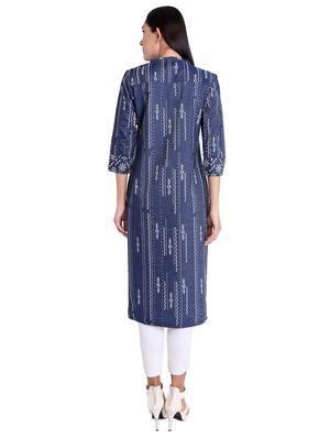 denim a-line kurta - 16569157 - Standard Image - 3
