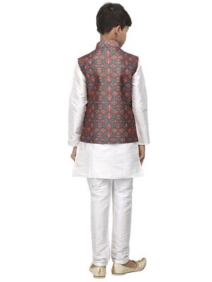 white silk kurta set - 16569759 - Standard Image - 3