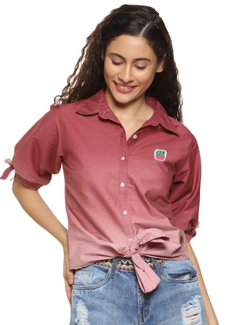 tie front ombre shirt - 16570005 - Standard Image - 1