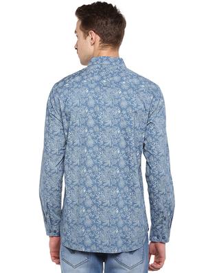 blue floral print casual shirt - 16570183 - Standard Image - 3