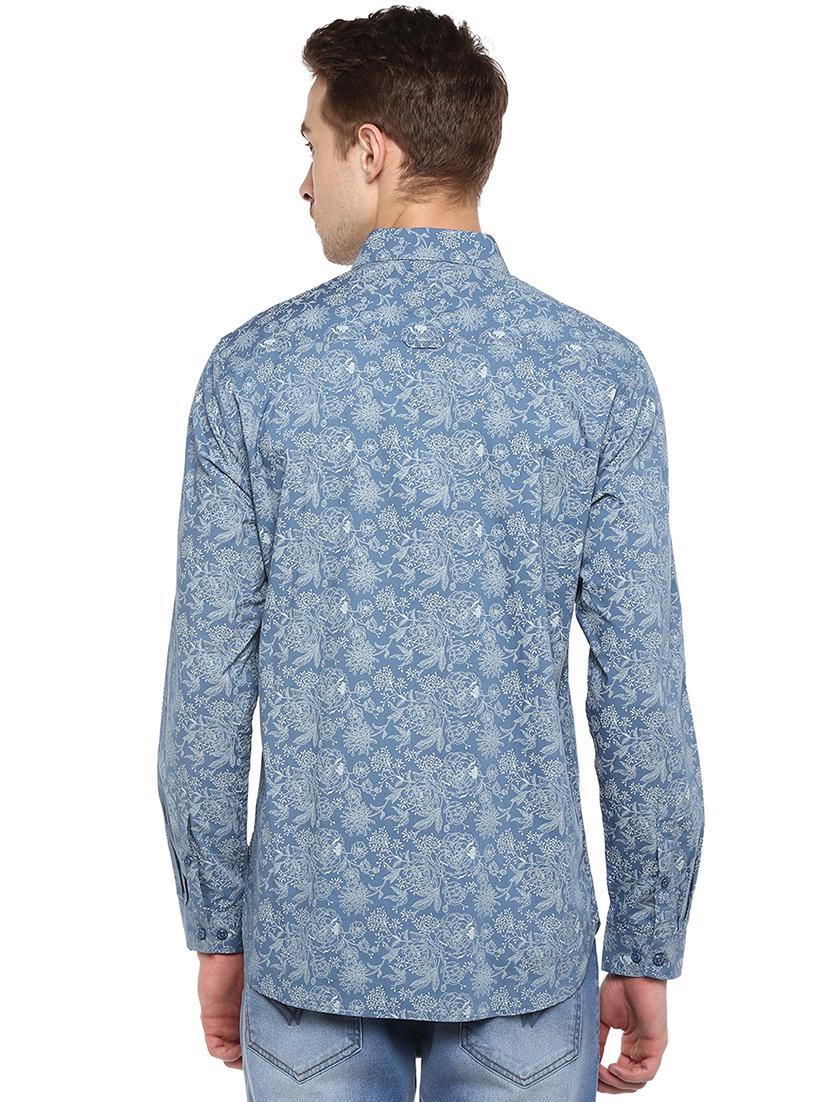 blue floral print casual shirt - 16570183 - Zoom Image - 3