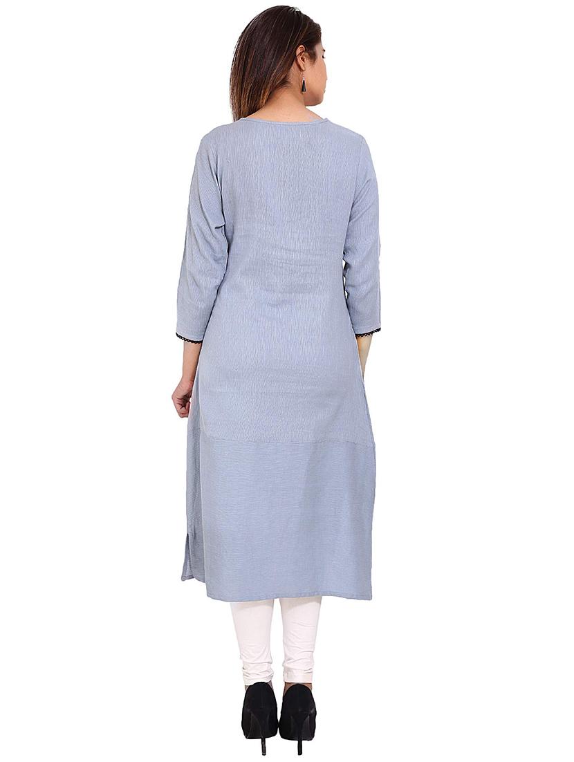 embroidered straight kurta - 16570301 - Zoom Image - 3