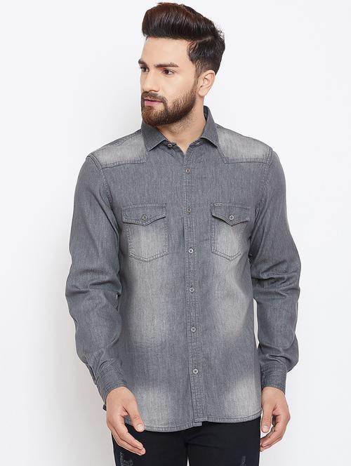 grey faded casual shirt - 16570650 - Standard Image - 1