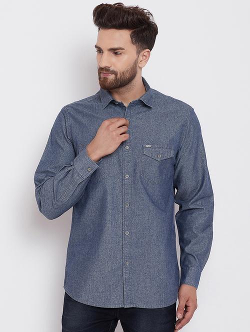 grey self design casual shirt - 16570651 - Standard Image - 1