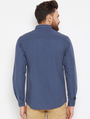 navy blue solid casual shirt - 16570658 - Standard Image - 3