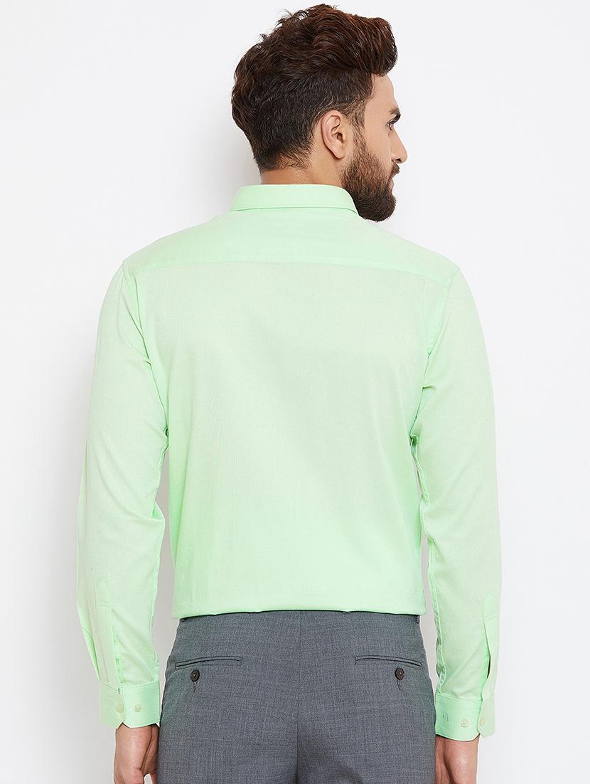 green solid formal shirt - 16570678 - Zoom Image - 3