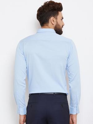 blue solid formal shirt - 16570680 - Standard Image - 3