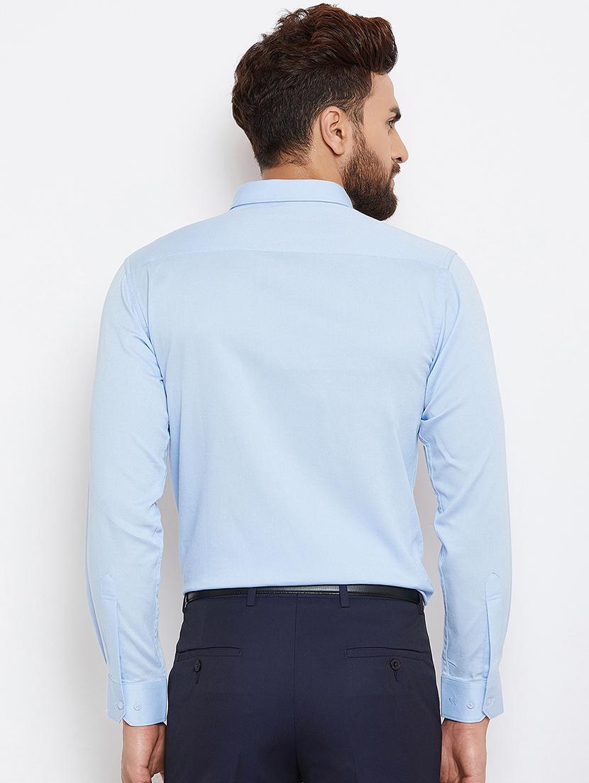 blue solid formal shirt - 16570680 - Zoom Image - 3