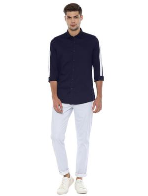 navy blue solid casual shirt - 16570840 - Standard Image - 3