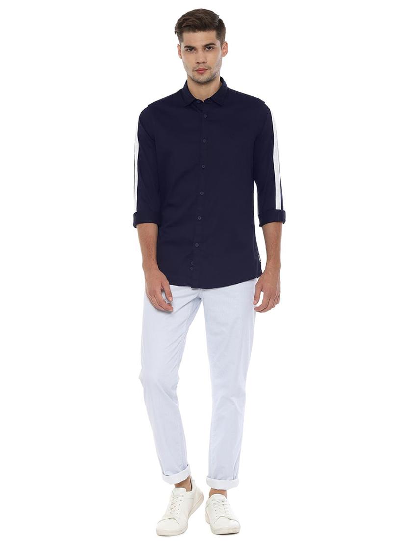 navy blue solid casual shirt - 16570840 - Zoom Image - 3