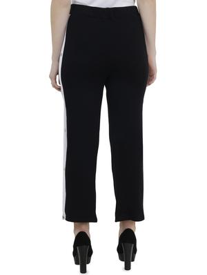 contrast side tape flat front trousers - 16570907 - Standard Image - 3