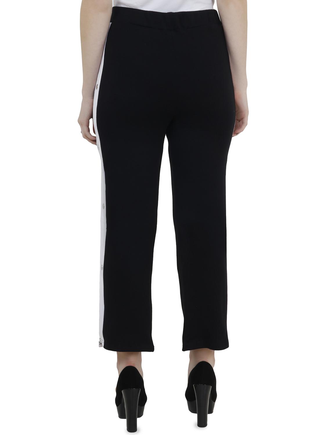 contrast side tape flat front trousers - 16570907 - Zoom Image - 3