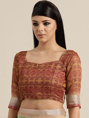 floral printed saree with blouse - 16571762 - Standard Image - 3